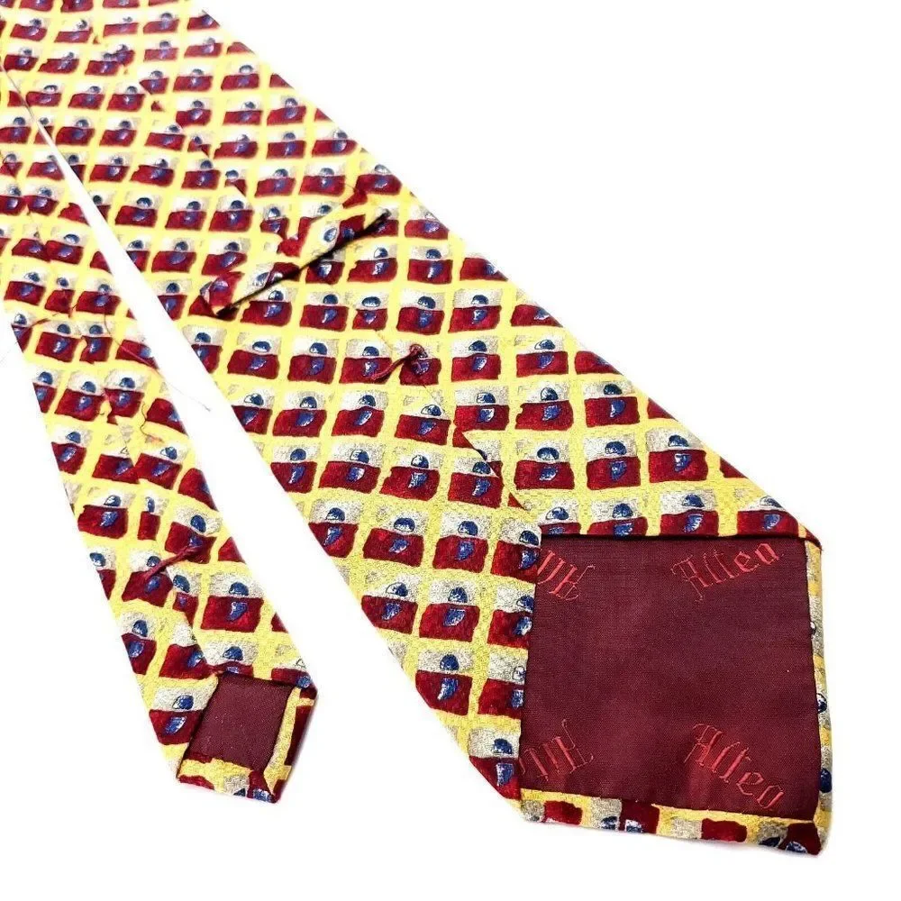 Altea Light Yellow Silk Tie‎ Woven Geometric Knit